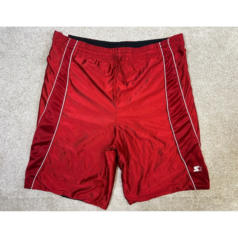 Starter Red Black Reversible Athletic Basketball Shorts Men Large Mesh *Read